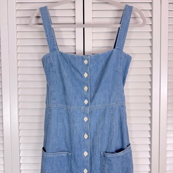 Levi’s Light Neppy Chambray Cotton Linen Overall Sundress Blue Size 0/XS - Picture 4 of 11